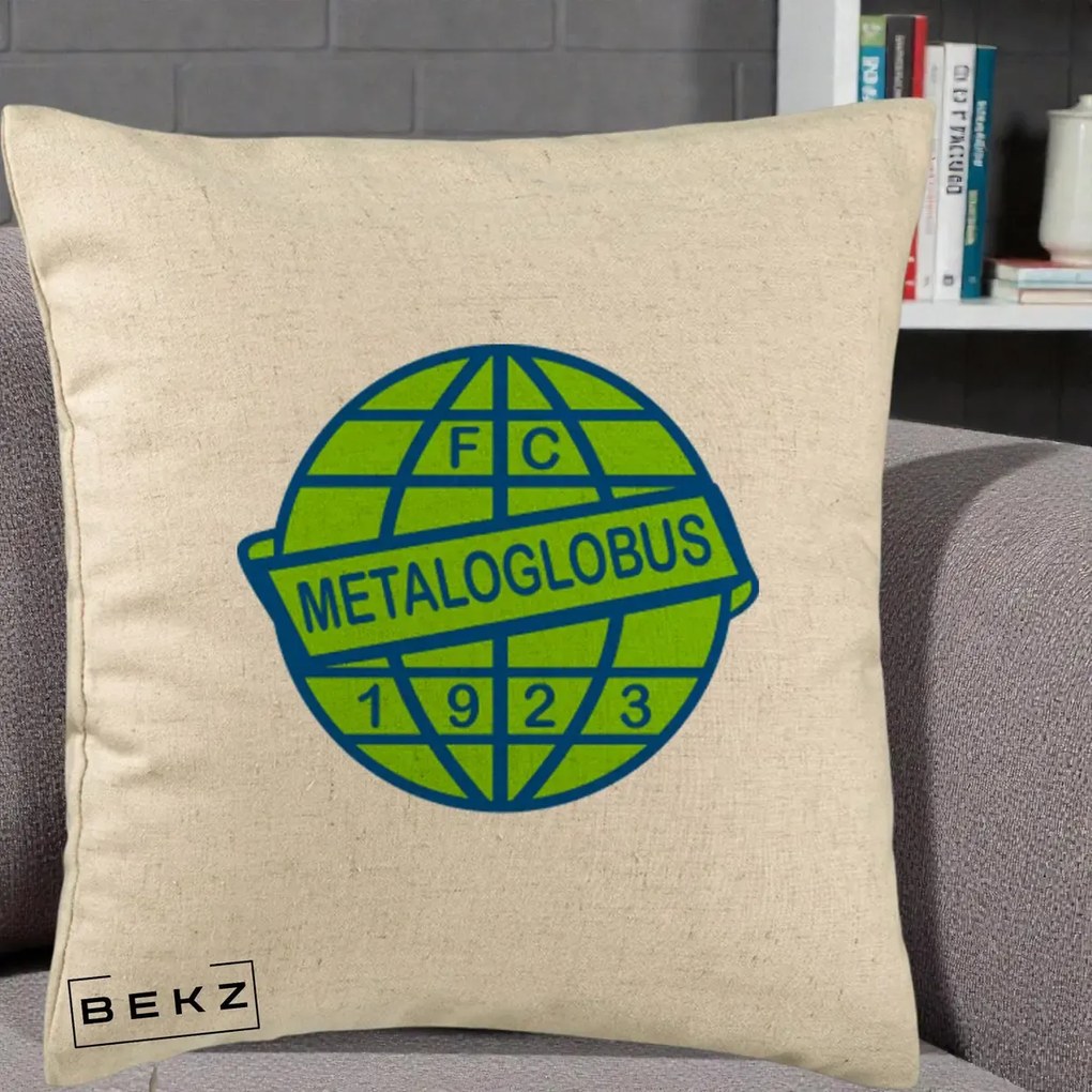 Perna Personalizata FC Metaloglobus Bucuresti 1923 Fotbal, 40x40 cm, Bej, Husa Detasabila, Perna Inclusa, BEKZ®