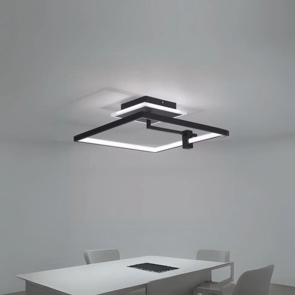 Lustra LED Cu Telecomanda, 3 Tipuri De Lumina, 55W, Negru
