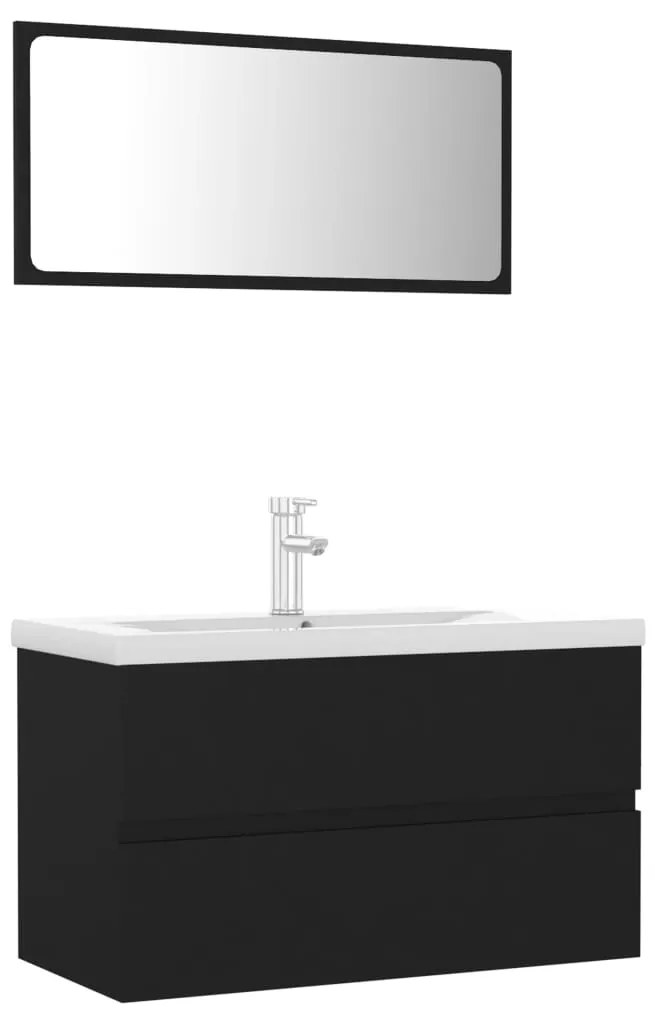 3071685 vidaXL Set mobilier de baie, negru, lemn prelucrat