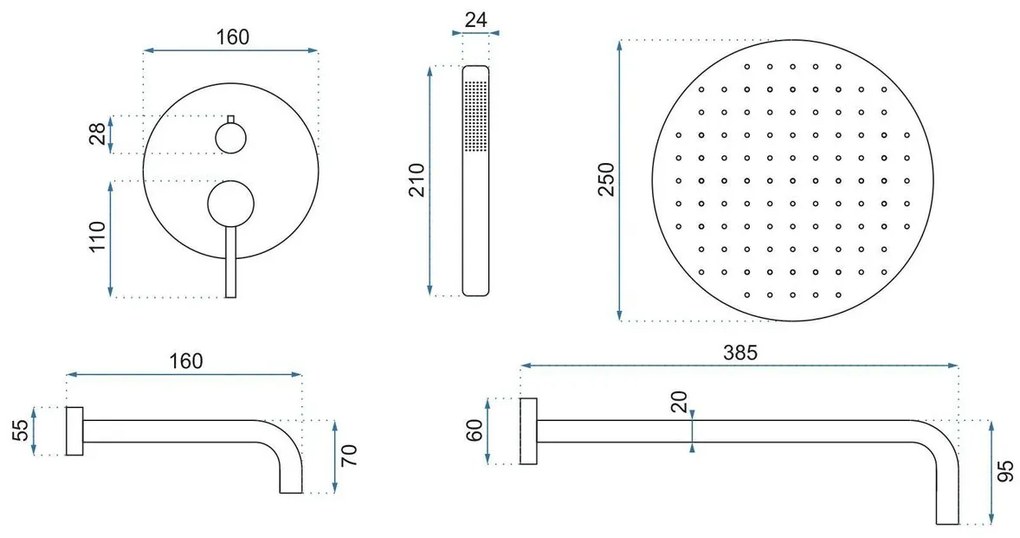 Set de dus incastrat Rea Lungo cupru periat cu BOX