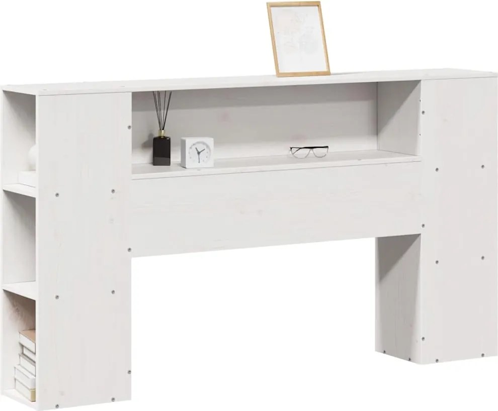 vidaXL Tăblie de pat cu depozitare alb 140 cm lemn masiv de pin