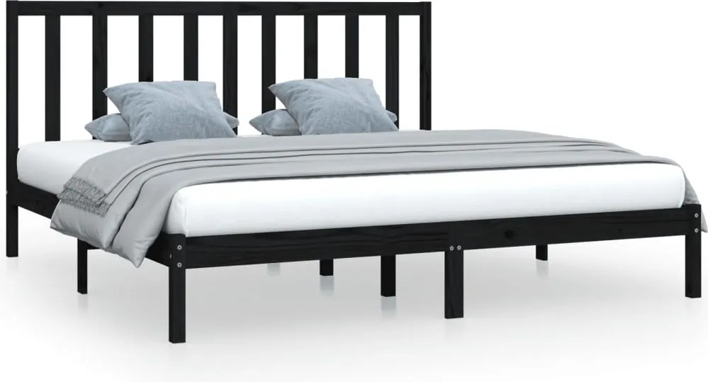vidaXL Cadru de pat, negru, 200x200 cm, lemn masiv de pin