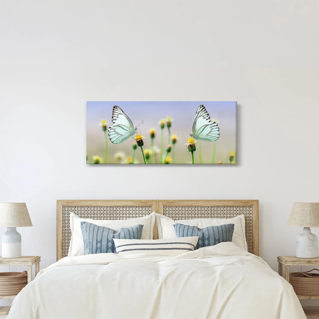 Tablou cu fluture pe floare (120x50 cm)