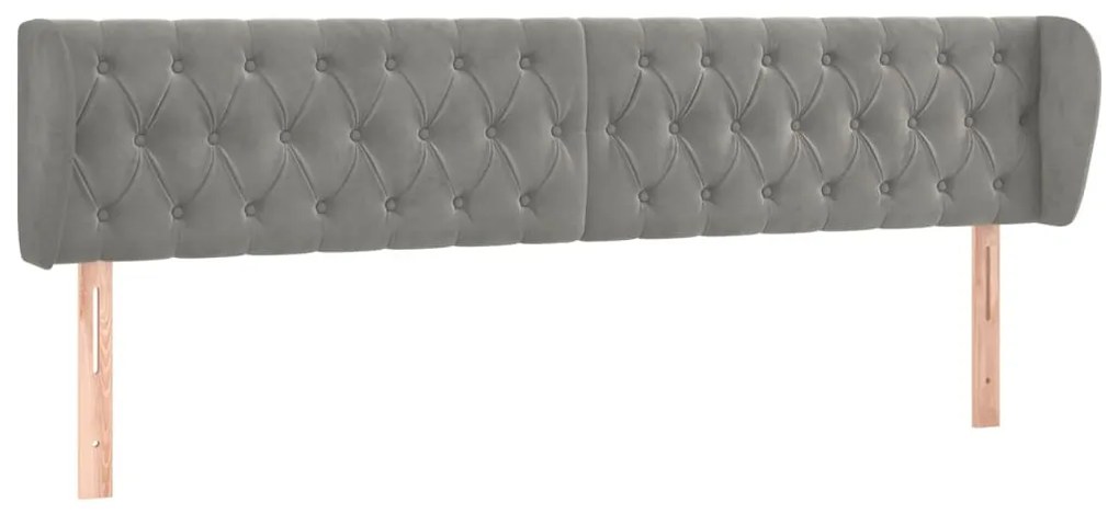 vidaXL Tăblie de pat cu aripioare gri deschis 203x23x78/88 cm catifea