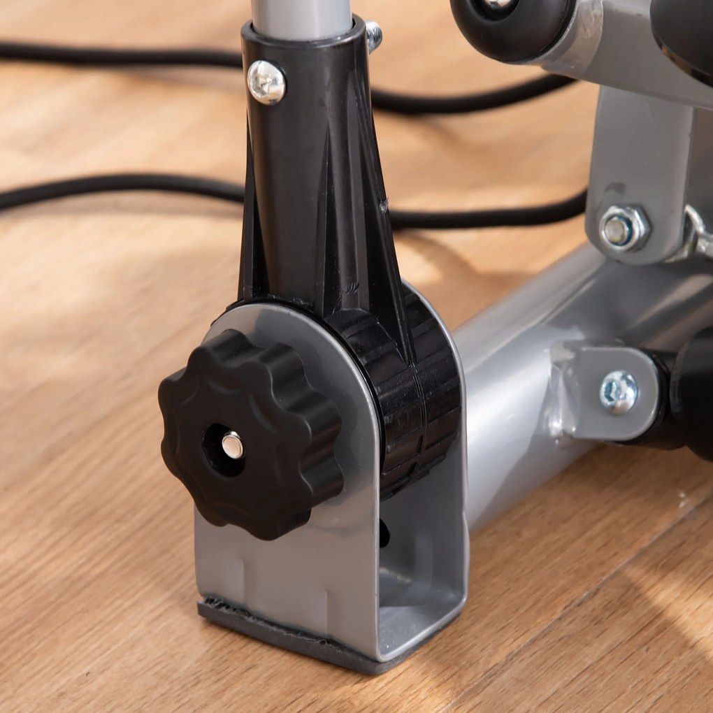 HOMCOM Stepper Fitness cu Maner, Bante Elastice, LCD, Oțel/ABS, Argintiu-Negru | Aosom Romania