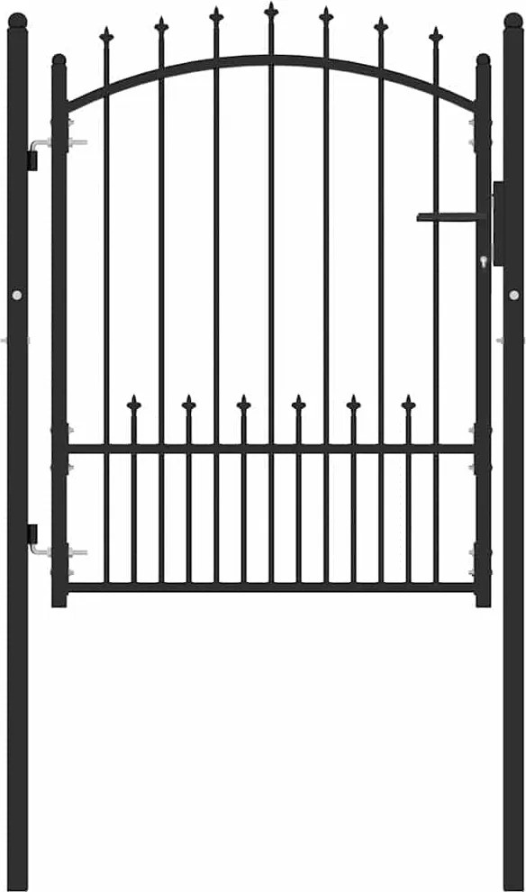 vidaXL Poartă de gard cu țepi cu blocare Negru 100 x 125 cm