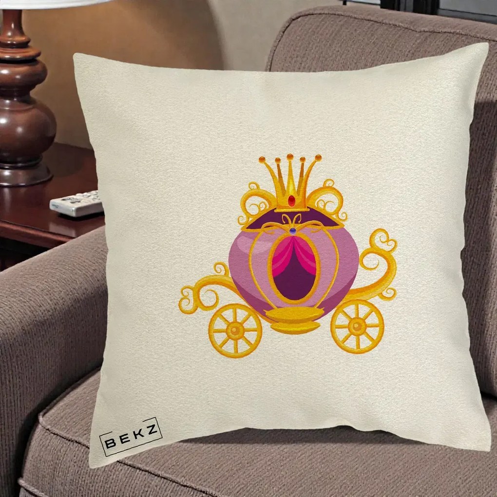 Perna Decorativa Trasura Regala Aurie, 40x40 cm, Ecru, Husa Detasabila, Perna Inclusa, BEKZ®