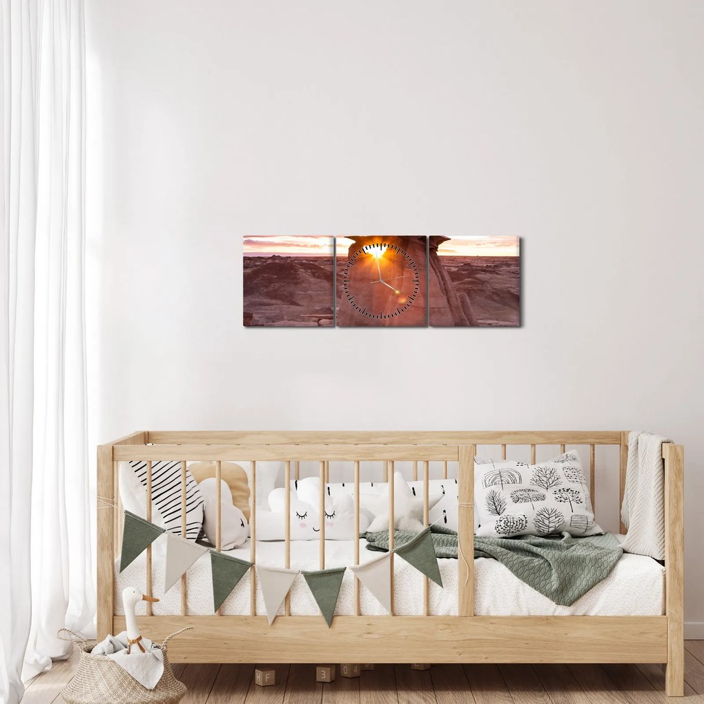 Tablou - Apus de soare în deșert (cu ceas) (90x30 cm)