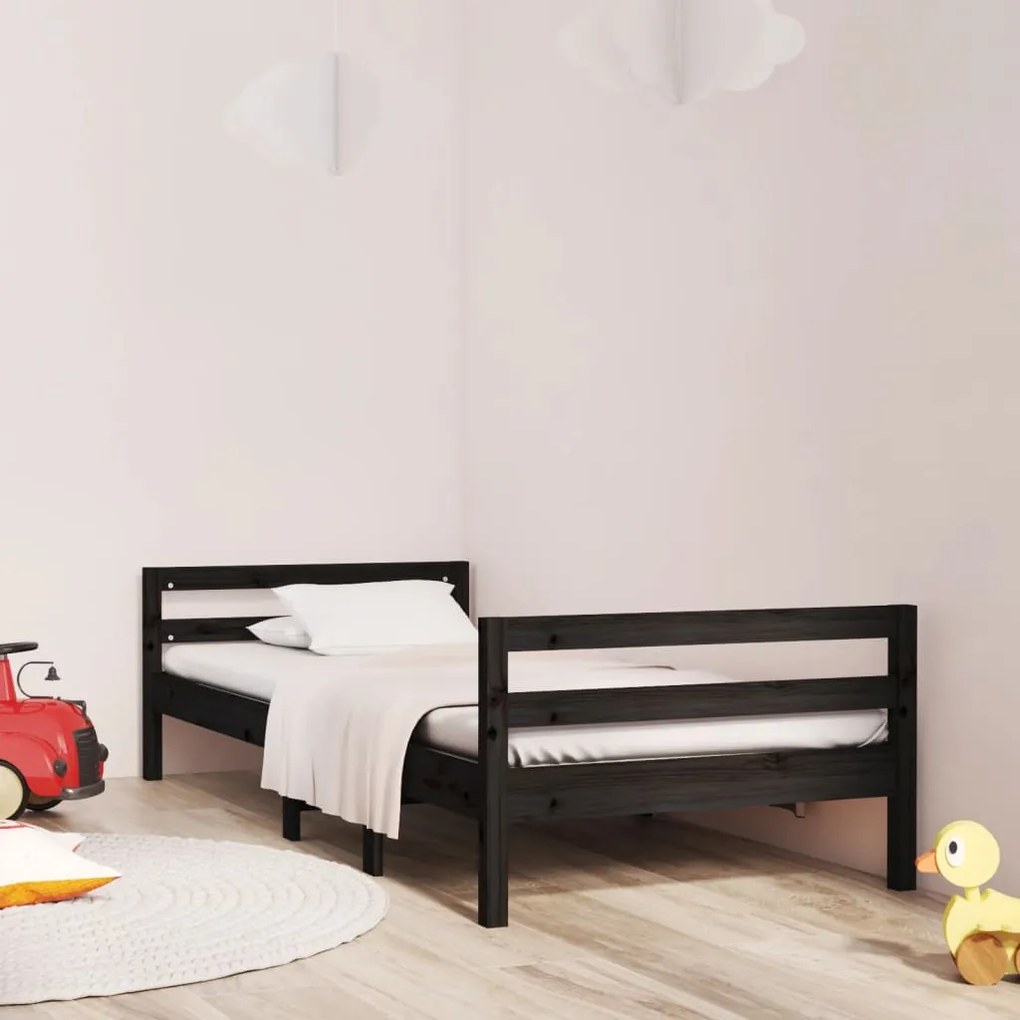 821633 vidaXL Cadru de pat, negru, 80x200 cm, lemn masiv de pin