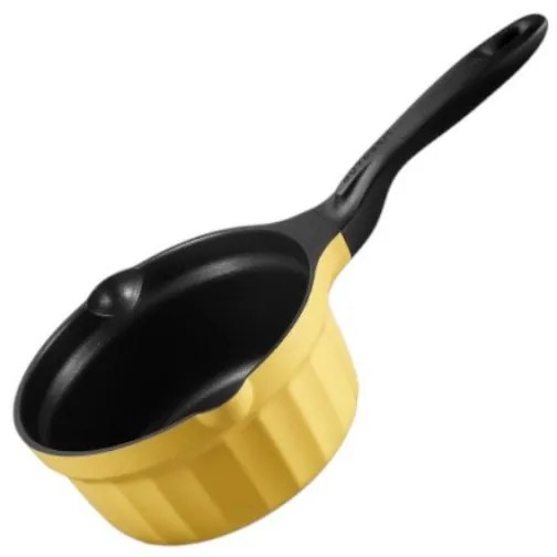 Cratita BUYDEEM CP141, 1.8 l, Capac din sticla, Aluminiu turnat, Fara PFOA, Acoperire antiaderenta, Galben