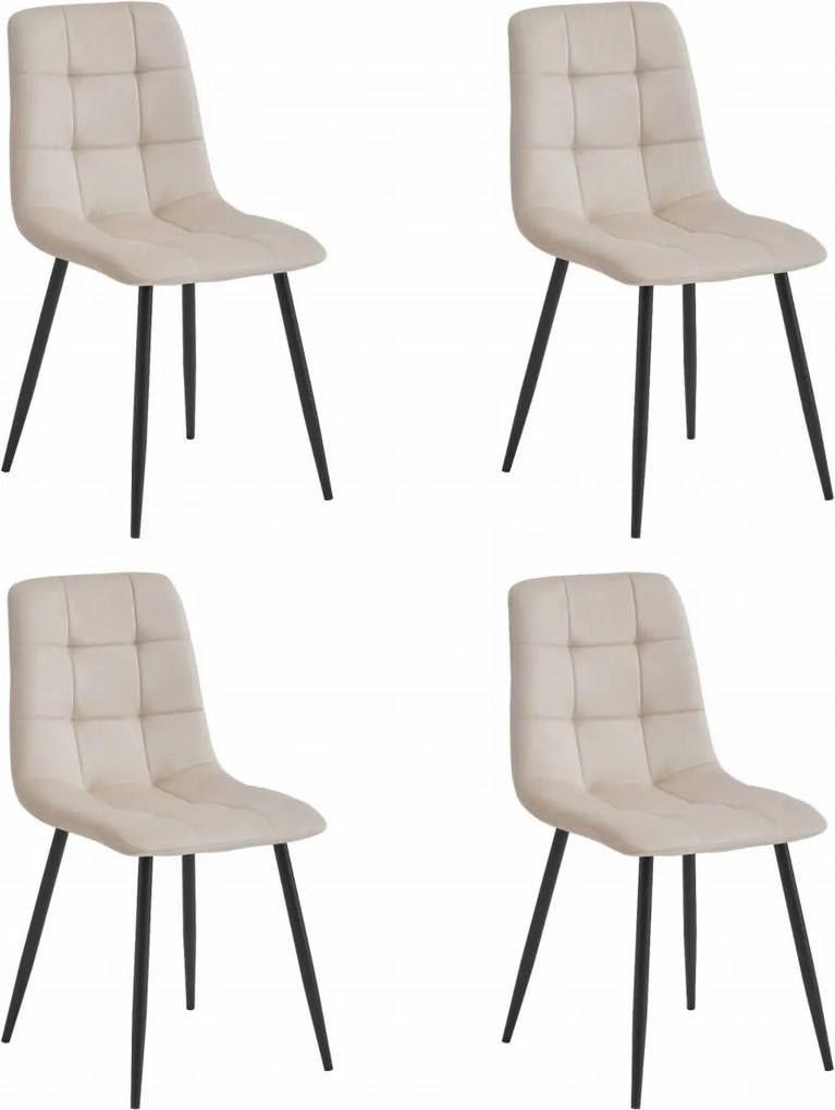 OFERTA Scaun de catifea bej KARA cu picioare negre II. calitate
