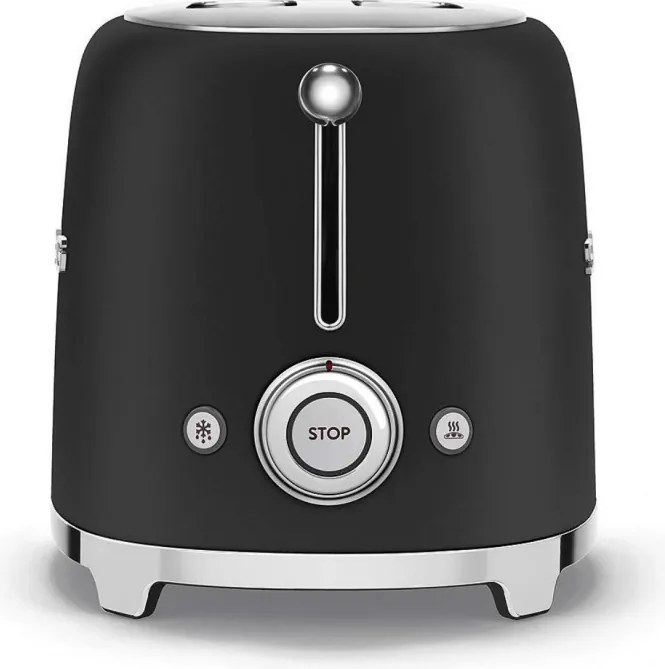 Prаjitor de pаine SMEG 50's Style TSF01BLMEU, 950 W, 2 felii, 6 trepte, Tava pentru firimituri, Cablu integrat, Otel inoxidabil, Negru mat