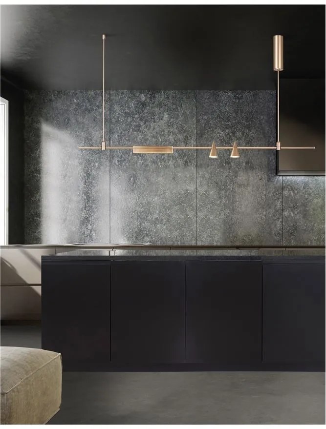 Sistem tubular magnetic-decorativ GRAMMI 03 H-75cm, auriu satinat