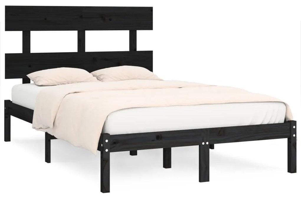 3104672 vidaXL Cadru de pat, negru, 120x200 cm, lemn masiv