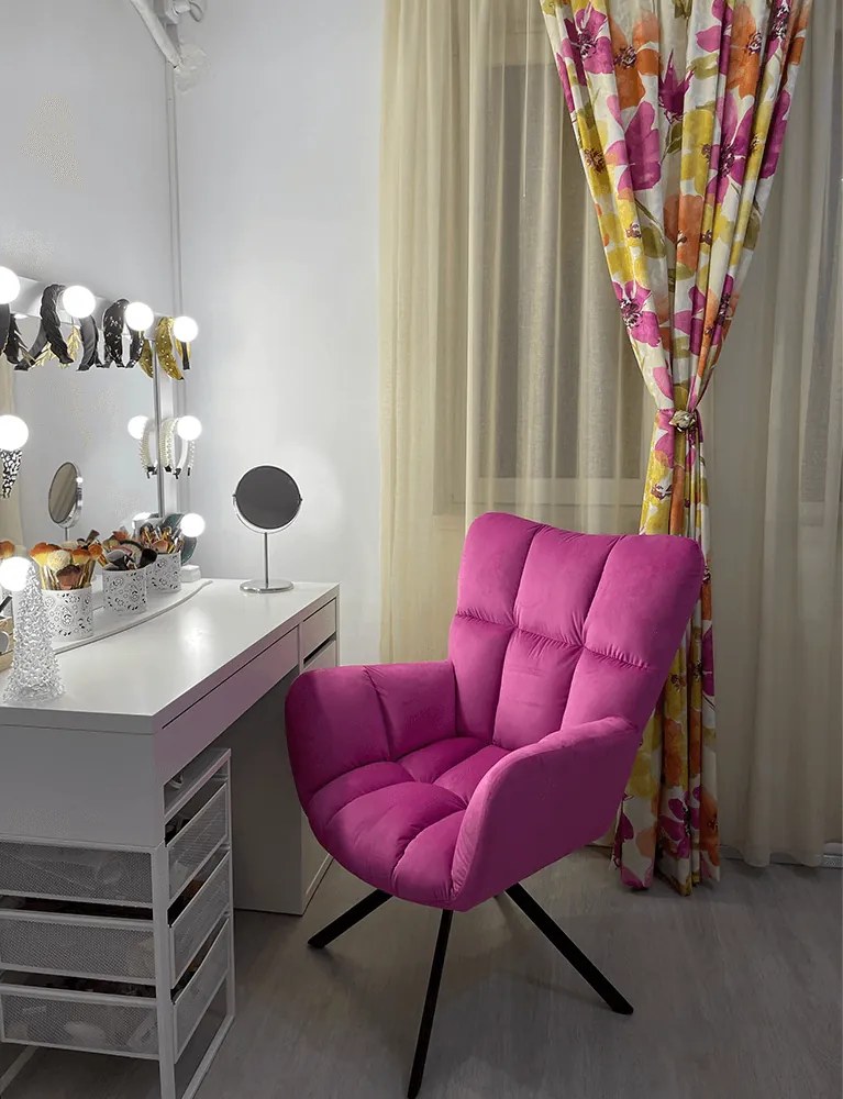 Scaun de design, ţesătură roz, KOMODO