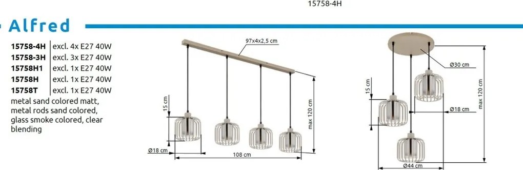 Lustra/Pendul modern ALFRED D-28cm