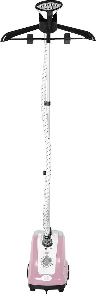 HOMCOM Defroster cu aburi vertical pentru haine 1,4 L 1950 W debit abur 32g/min tija telescopica roz negru | Aosom Romania
