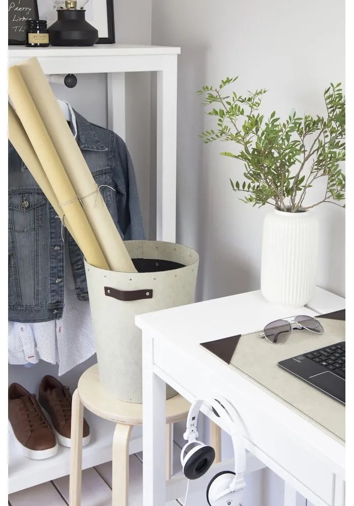 Coș de gunoi crem pentru birou Aries Canvas Paper Laminate – Bigso