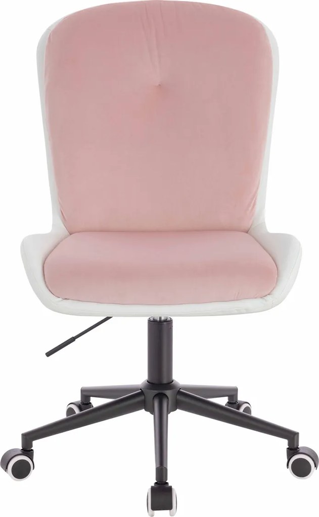 HR690K Scaun Velvet&amp;soft Piele Pu Roz Pudră/Alb Bază Neagră