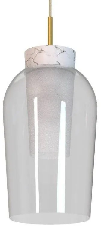 Lustra cu 5 pendule design modern Nora auriu/ marmura alba