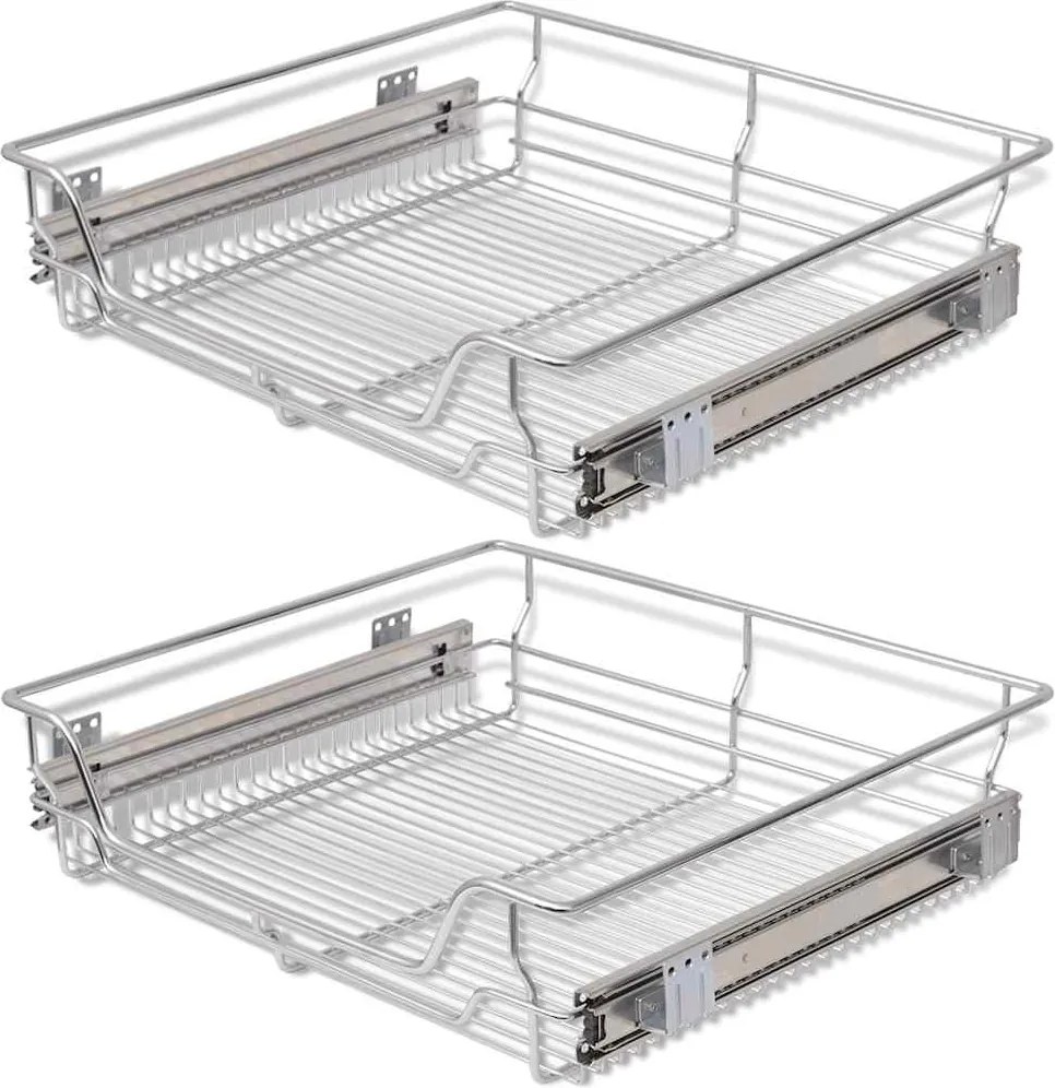 vidaXL Coșuri retractabile din sârmă, 2 buc., argintiu, 600 mm