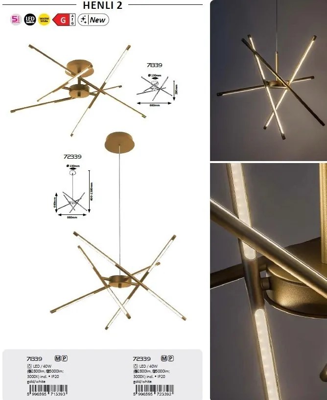 Lustra LED suspendata stil minimalist Henli2 auriu