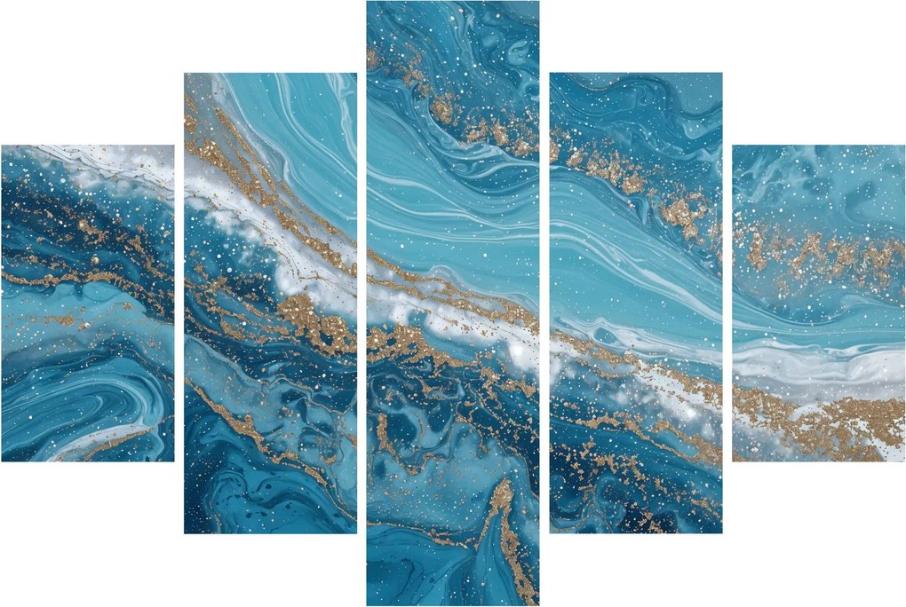 Tablou - Marmură bleu cu aur I. (150x105 cm)