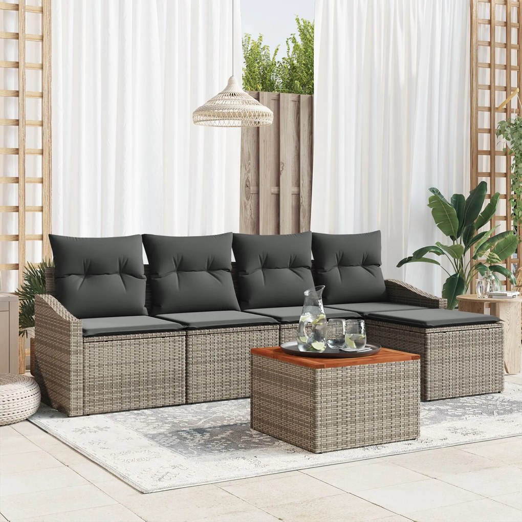 vidaXL Set de Canapea de Grădină 6 pcs Gri 55 x 55 x 37 cm