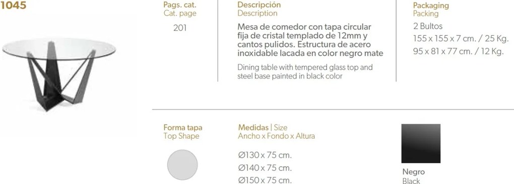 Masa eleganta design modern Ruby, 150cm AC-CT2061R-NEGRO