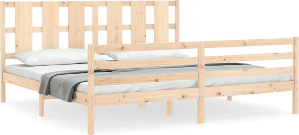 vidaXL Cadru pat cu tăblie 200x200 cm, lemn masiv de pin