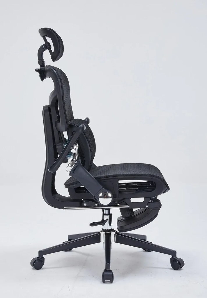 RESIGILAT- Scaun ergonomic premium DeluxStar T9 – cotiere 6D ultra moi, suport lombar adaptiv, spătar reglabil pe inaltime, tetiera 4D, mecanism multifunctional inclinare/blocare, pivotant, Mesh, Negru