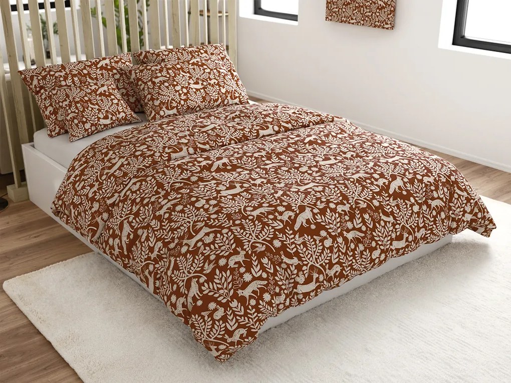 Lenjerie de pat din microfibra FOREST ANIMALS maro Dimensiune lenjerie de pat: 70 x 90 cm | 140 x 220 cm