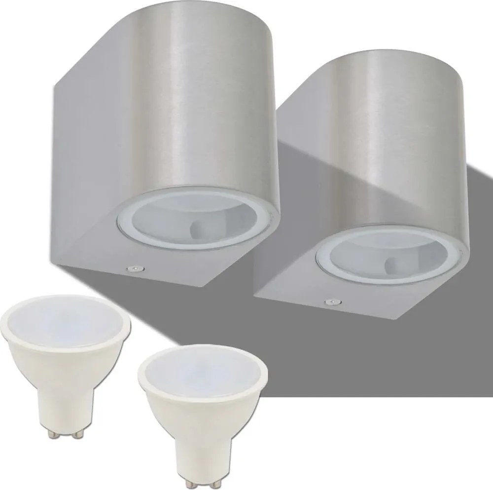 vidaXL Corp iluminat LED, perete exterior, 2 buc, rotund, direcție jos