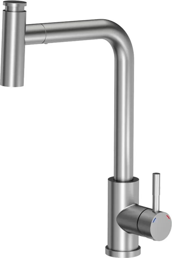Baterie bucatarie cu dus extractibil Quadron Pop Meryl inox mat