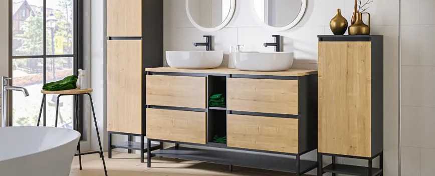 Cadru metalic 140 cm pentru mastile de baie din gama Monako- negru