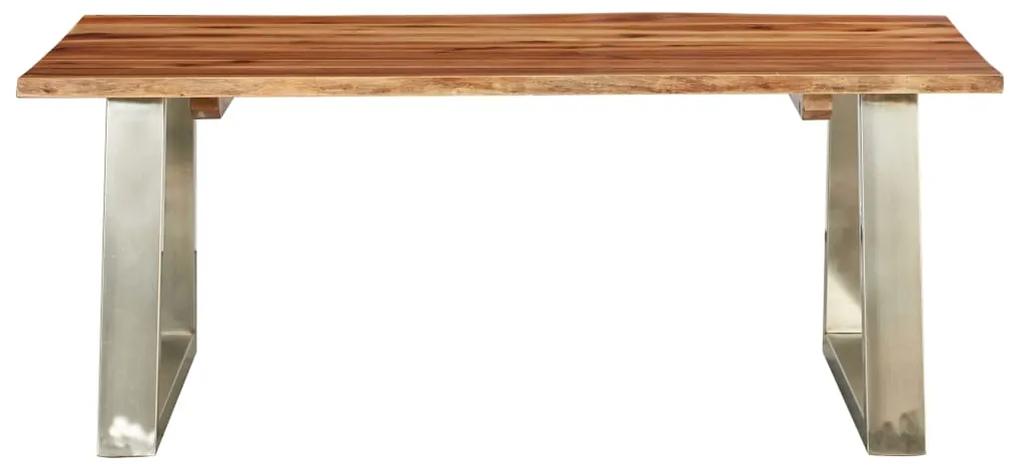 283896 vidaXL Masă de cafea, 100x60x40 cm, lemn masiv acacia&oțel inoxidabil