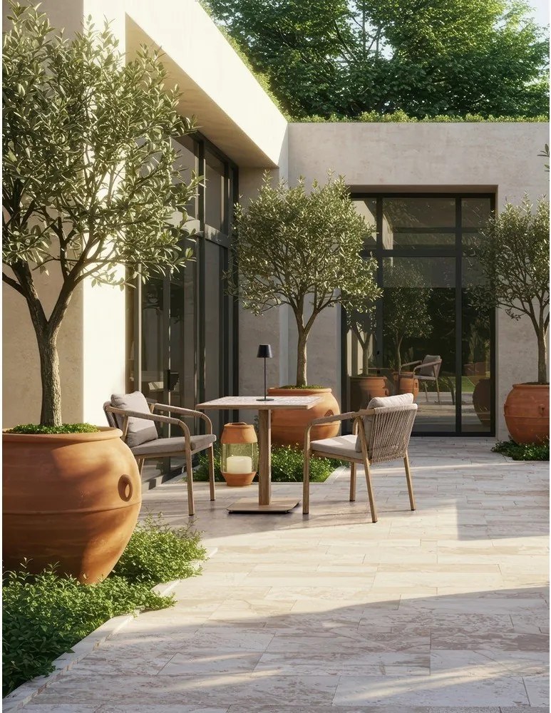 Scaun de grădină în culoare naturală din metal Kalimera – Bizzotto