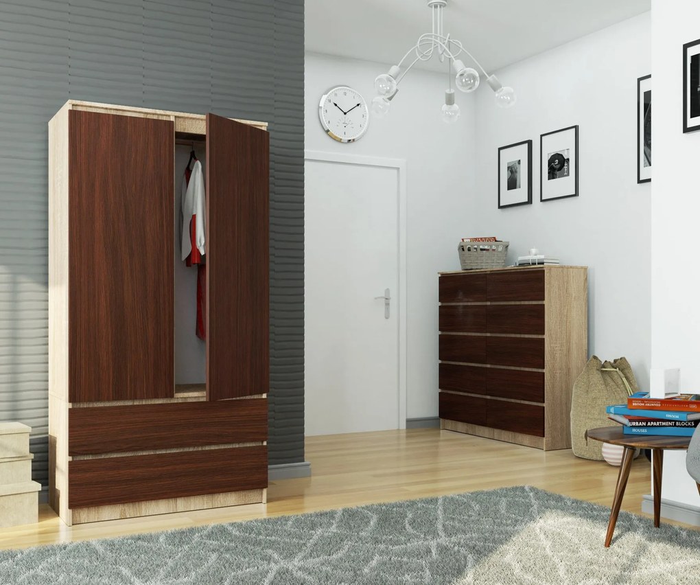 Dulap de haine Safwan (Stejar sonoma + wenge). 1069445
