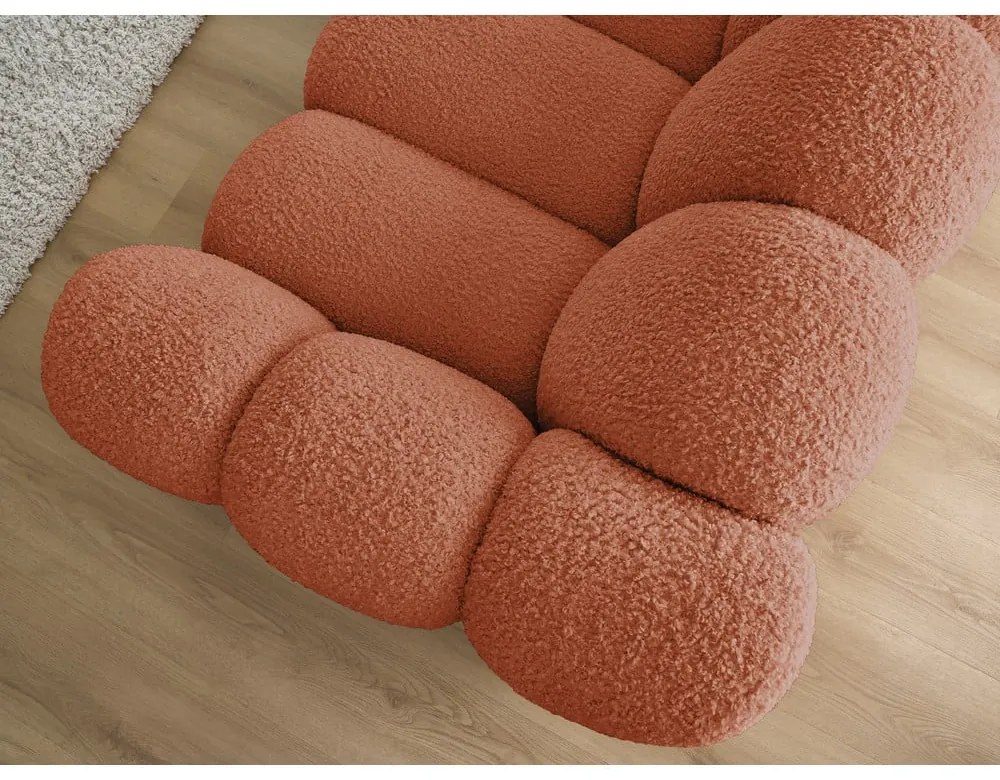 Canapea cărămizie cu tapițerie din țesătură bouclé 232 cm Hippolyte – Bobochic Paris