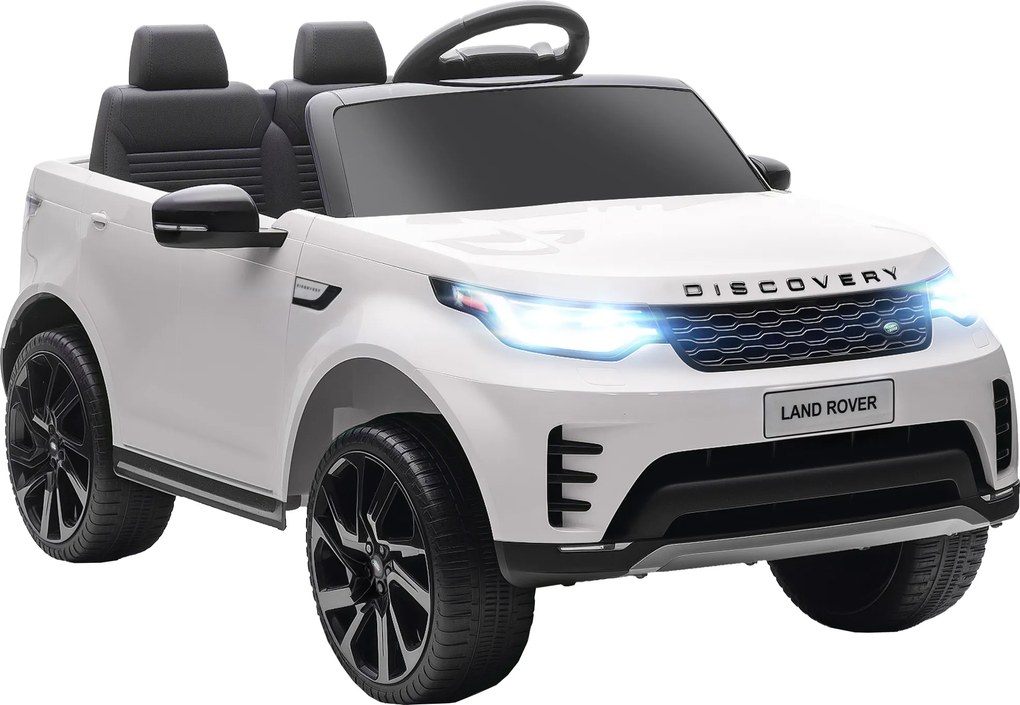 HOMCOM Mașinuță Electrică pentru Copii 3-6 Ani sub Licență Land Rover Discovery 12V, 2.5-4.5 km/h Auto Electrică pentru Copii cu 2 Motoare, Suspensii, Telecomandă, USB, Muzică, Faruri și Claxon, Alb | Aosom Romania