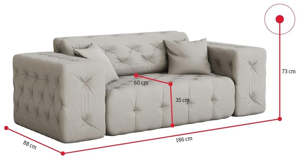 Supermobel Canapea MODEST, 186x73x88, opera cream