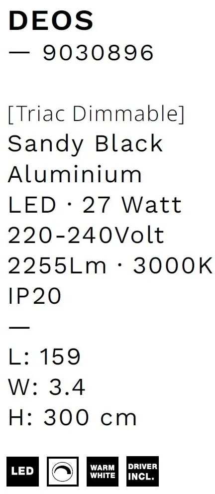 Lustra suspendata LED design liniar DEOS 25Watt 3000K, NVL-9030896
