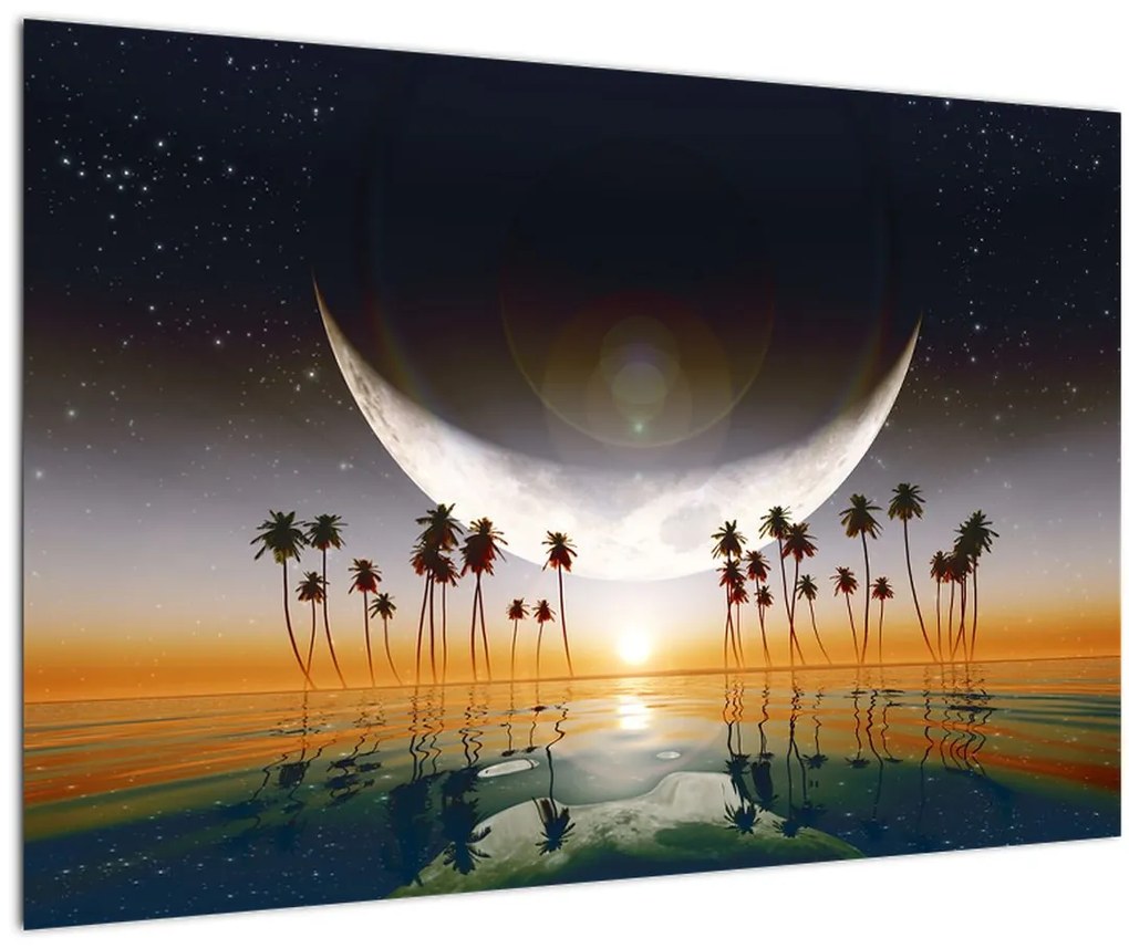 Tablou- Luna deasupra palmierilor (90x60 cm)