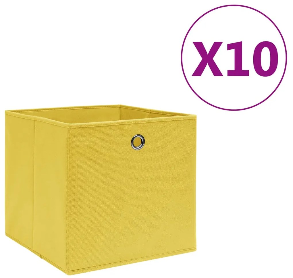 vidaXL Cutii depozitare, 10 buc., galben, 28x28x28 cm, textil nețesut
