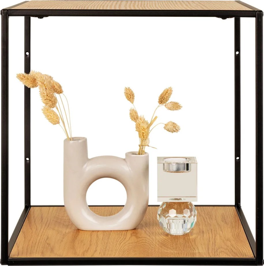 Raft de perete Vita, efect stejar, cadru negru 36x36x36 cm