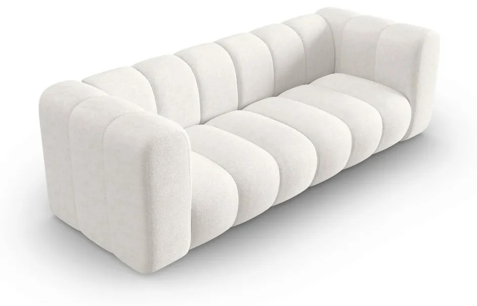 Canapea 3 locuri, Lupine, Micadoni Home, BL, 228x87x70 cm, poliester chenille, alb