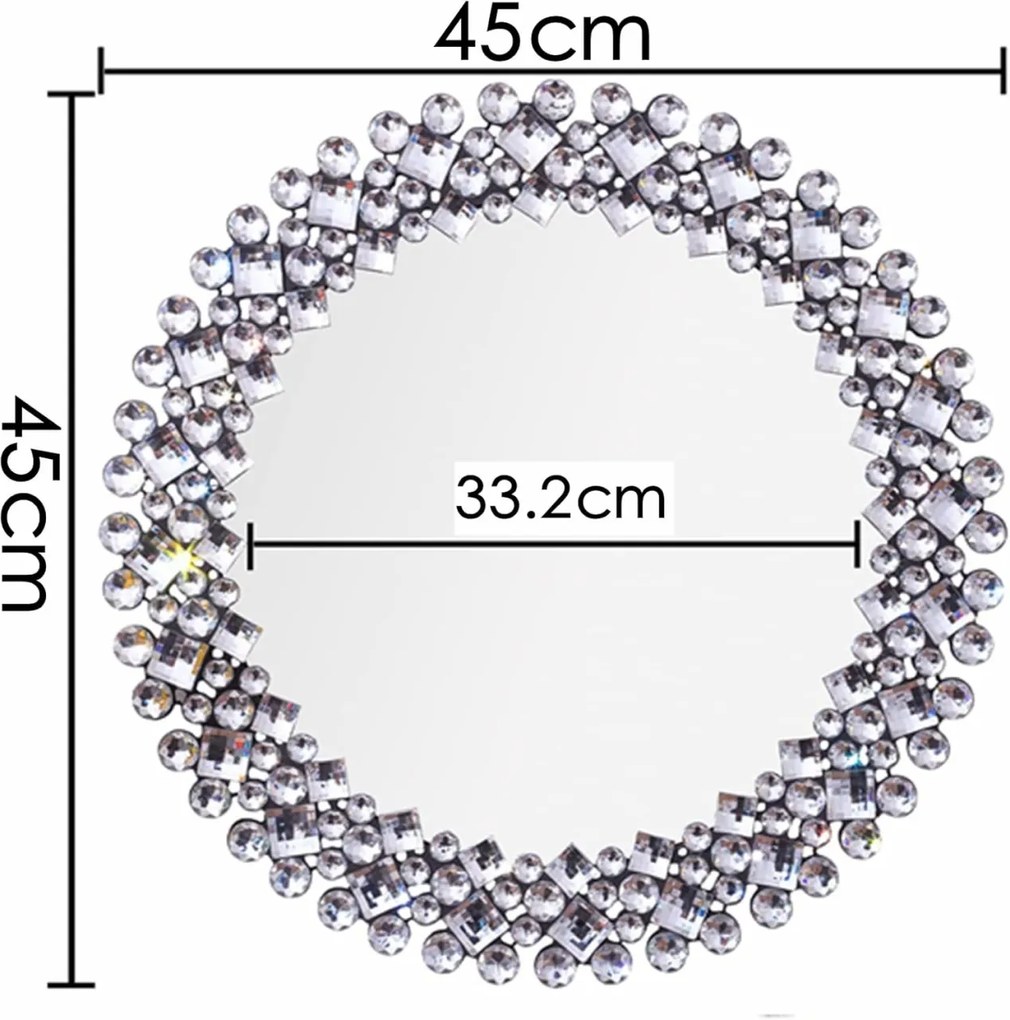 OGG207 - Oglinda ornamentala 45 / 60 / 86 cm, pentru perete, dormitor, living - Argintie