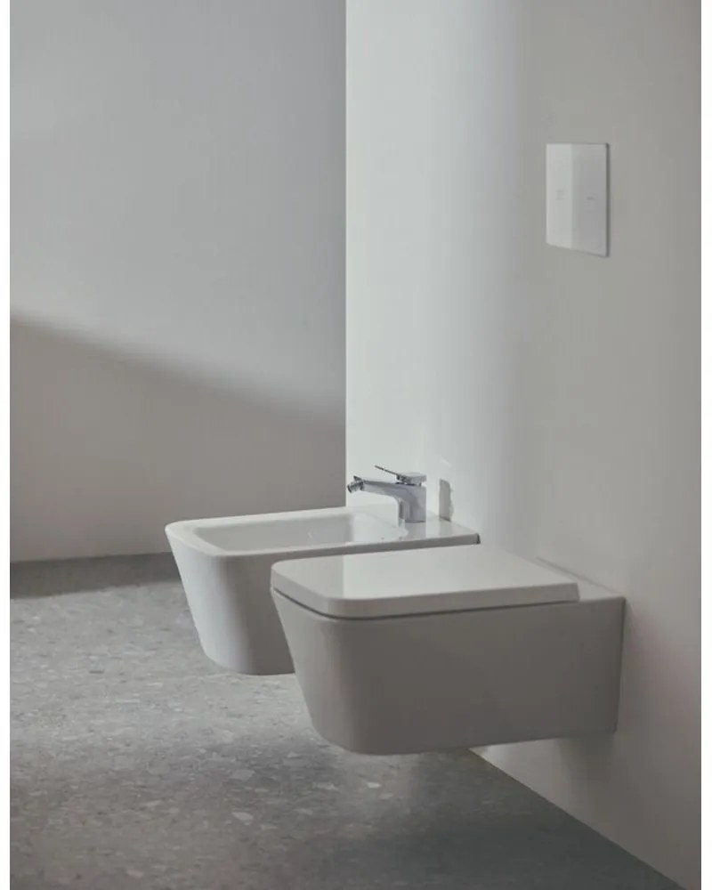 Bideu suspendat, 360x540 mm, cu preaplin, orificiu pentru baterie, alb