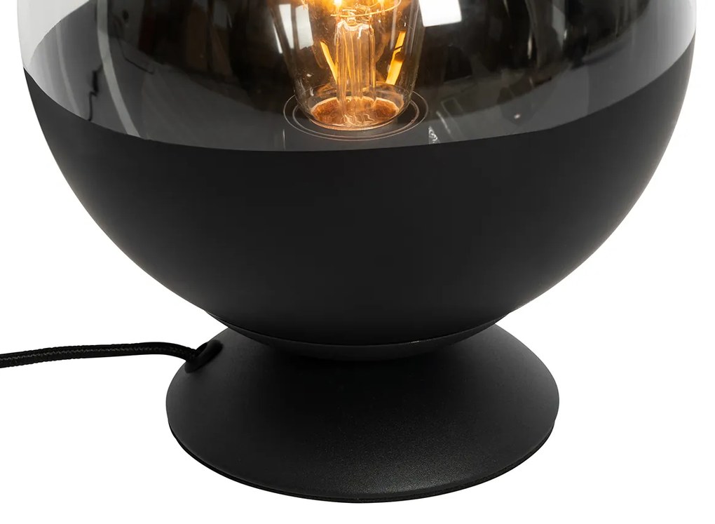 Lampă de masă retro neagră cu sticlă transparentă - Eclipse