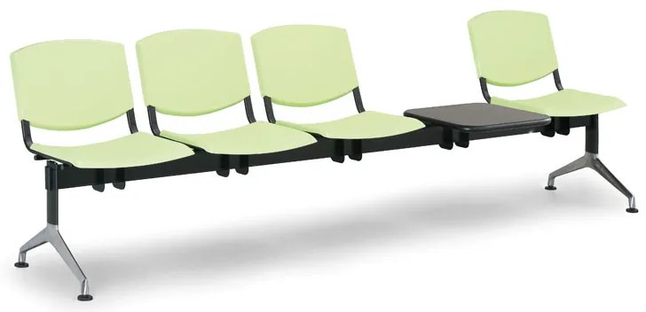 Bancă din plastic de design, 4 locuri + masă, verde